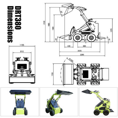 0.15 M3 Mini Gasoline Tracked Skid Steer Loader with MOOG Hydraulic Cylinder Certification