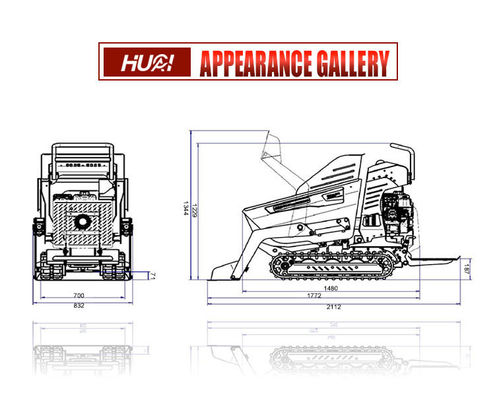 YANMAR Engine HUAQI 500kg 800KG 1 T 2 Ton Diesel Hydraulic Crawler Mini Dumper with 1
