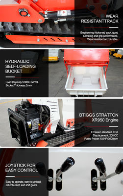 800kg Load Capacity Rubber Track Truck Mini Front Loader with Gasoline Engine Powered