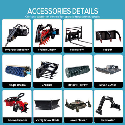 Small Sliding Loaders Mini Skid Steer Loader With Attachments With Working Speed 0-6 km/h