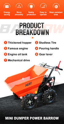 Wheel Barrow Mini Dumper Site Mini Crawler Dumper Loader with 4.1/3600kw/rpm Rated Power