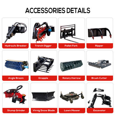 1950 x 1100 x 1300 mm Dimension Skid Steer Loader Crawler Loader for Compact Work