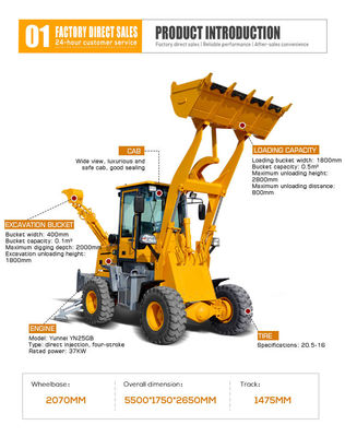 3 Ton Wheel Loader HQ-WZ-10-20 High Operating Efficiency and Chinese Backhoe Loader