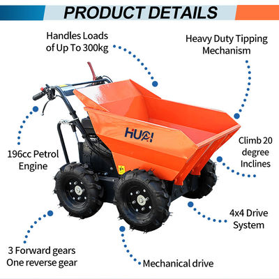 Hand Pull Rope Recoil Start Mini Dumper Truck with Petrol Engine Power and 125L Bucket