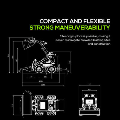 EPA Approved Mini Skid Steer Loader for Construction Works MOOG Hydraulic Cylinder