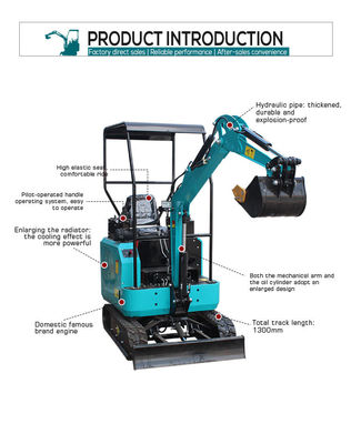 Small Digger Moving Type Crawler Excavator 1.8 Ton with 1300mm Track Overall Length