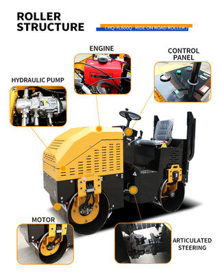 Road Construction Euipments YL800 Full Hydraulic 1.2 Ton Drum Diameter 530mm Roller